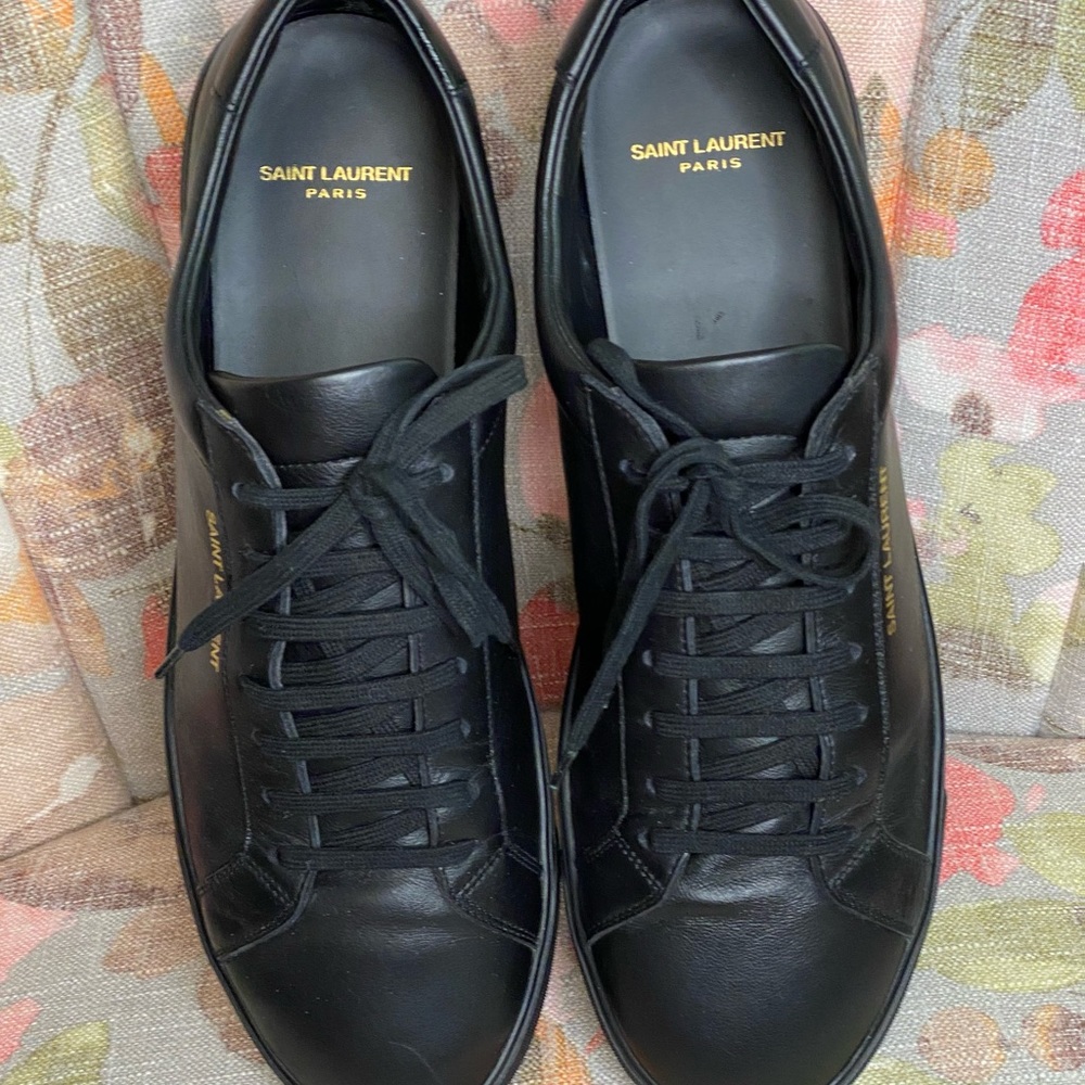 Saint Laurent Mens Andy Shoe Leather Size 12 Black EUC Retail $790.00 - Picture 6 of 13